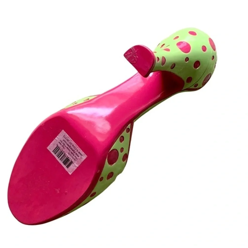 EVERGREEN Green & Pink Polka Dot Polystone Resin Wine Holder